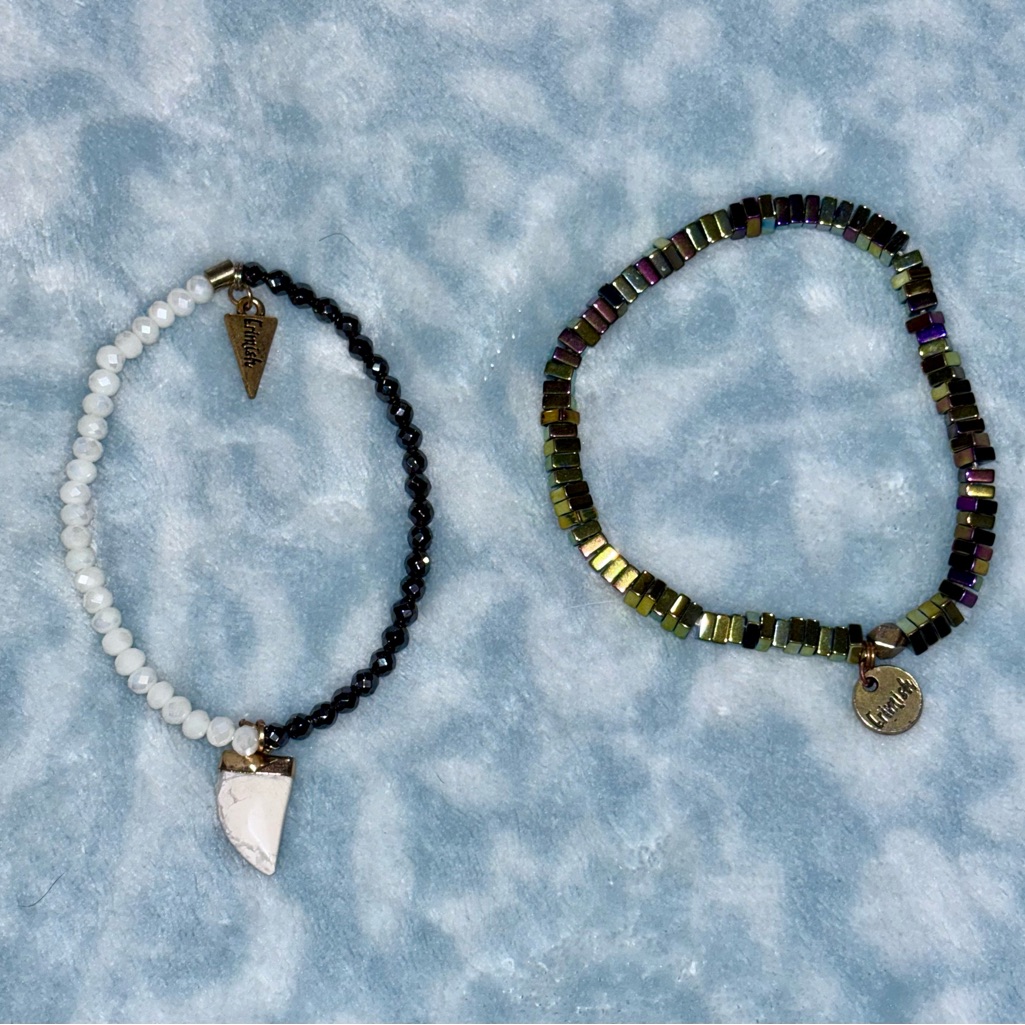 Erimish Black And White Beaded Bracelet And Multicolor Gold Bracelet 8$